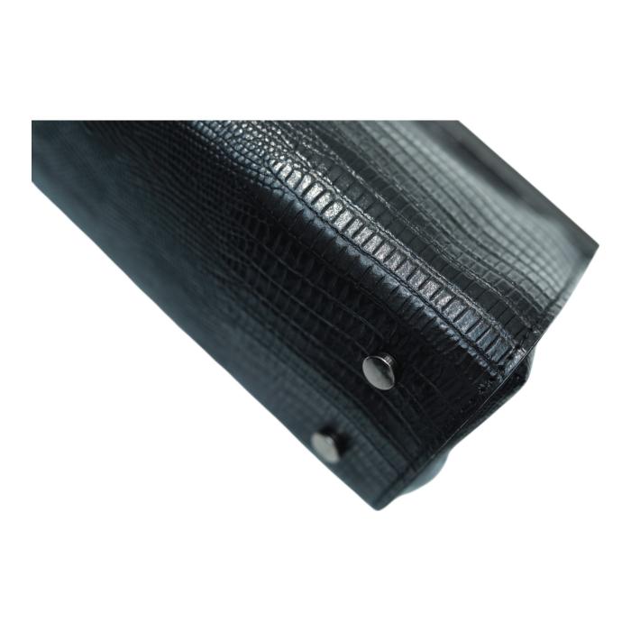 Black  Leather Snake Pattern Frame Clutch Evening Bag Handbag
