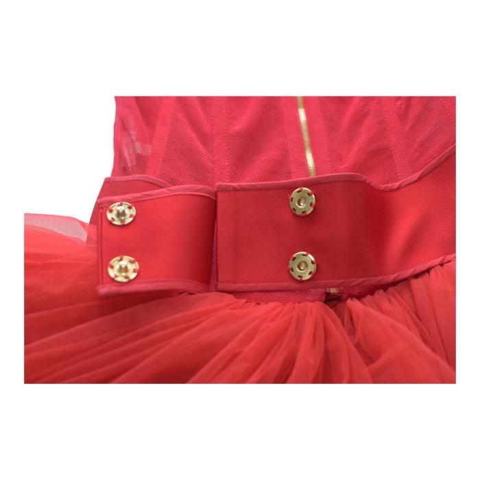 Dolce & Gabbana Red Tulle Bustier Midi Dress Red Carpet Eveneing Gown sz 40 retailed at around $5000