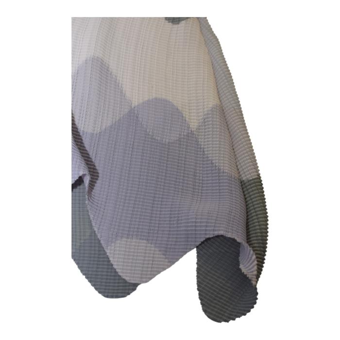Issey Miyake light pleated midi dress has asymmetrical sleeveless blue gray sz 2  