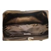 Prada Lizard & Brown Satin Top Handle Bag with Kiss Lock Closure Double Handles
