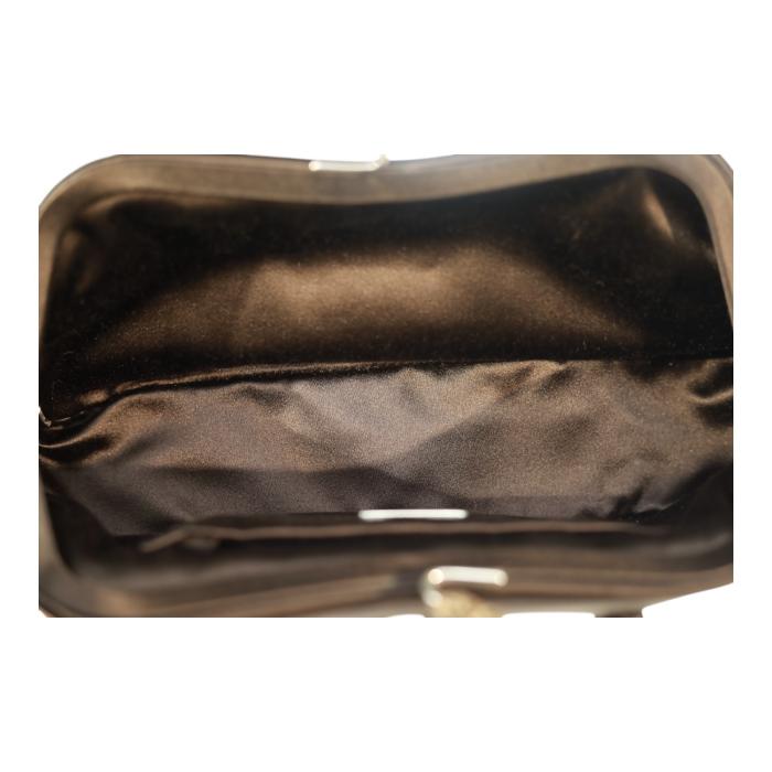 Prada Lizard & Brown Satin Top Handle Bag with Kiss Lock Closure Double Handles