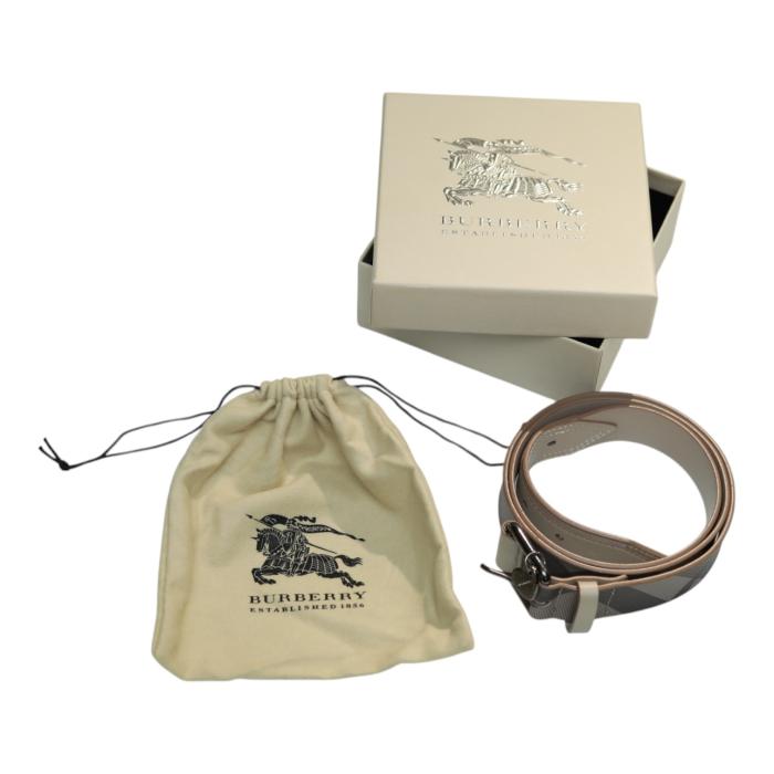 Burberry Beige Nova Check Heart Coated Canvas & Leather Buckle Belt size 40/100