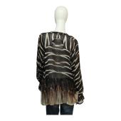 Roberto Cavalli Brown Zebra Pattern Silk Top Long Sleeves Tunic Blouse sz 42