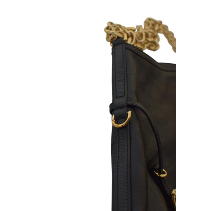 Givenchy Voyou Gold Chain Medium Black Grainy Leather Shoulder Tote Bag