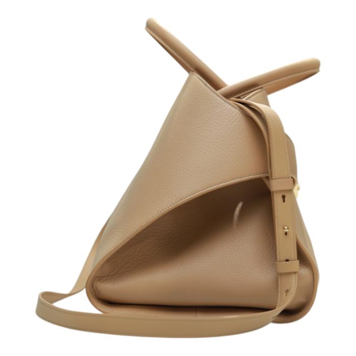 New WOT Salvatore Ferragamo Hug bag top-handle  calfskin leather bag beige stone