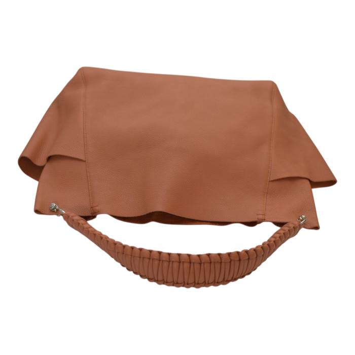 CALLISTA Loom Leather Shoulder Bag With Removable Zip Pouch In Peach 560euro