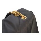 Pinko Love Extra Puff Maxi Quilt Black Nylon flap shoulder bag with chain strap