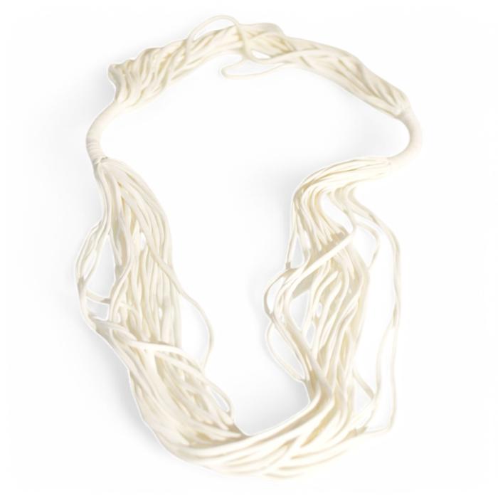 Multi Strand Layered White Fabric Impressive Summer Bohemian Necklace