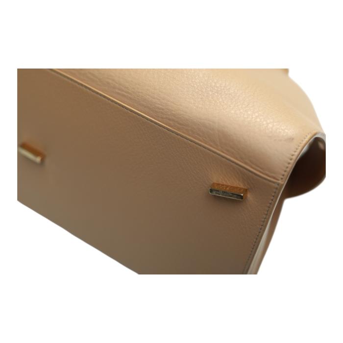 New WOT Salvatore Ferragamo Hug bag top-handle  calfskin leather bag beige stone