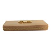 Salvatore Ferragamo Gancini leather wallet zip around gold logo-lettering NWB