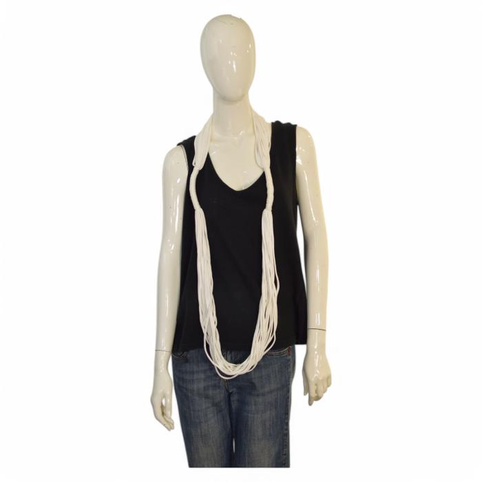 Multi Strand Layered White Fabric Impressive Summer Bohemian Necklace