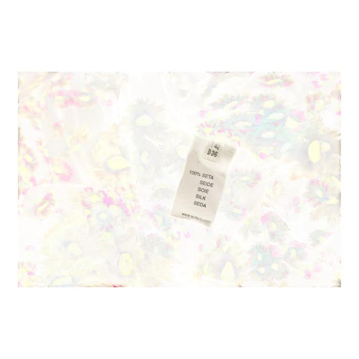 Blumarine Floral Pattern Silk Top Short Sleeves Ruffles Tunic Blouse sz 42