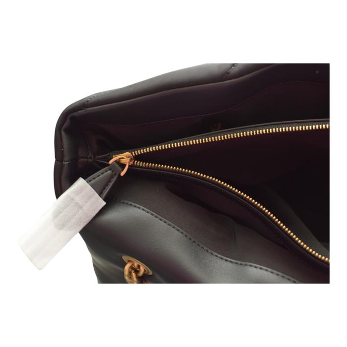 Pinko Love Extra Puff Maxi Quilt Black Nylon flap shoulder bag with chain strap