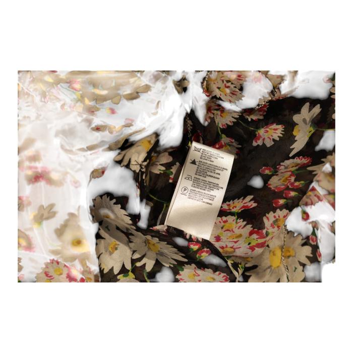 Blumarine Floral Pattern Silk Top Short Sleeves Ruffles Tunic Blouse sz 42