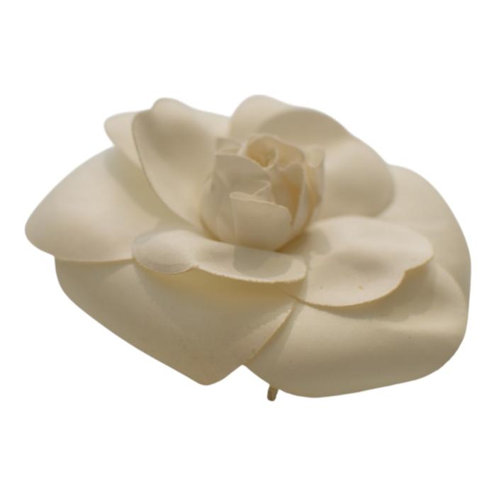 CHANEL Brooch Corsage White Camellia Flower Pin Vintage Made In France
