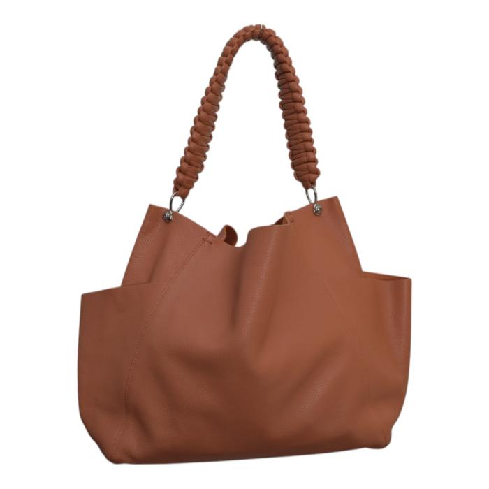 CALLISTA Loom Leather Shoulder Bag With Removable Zip Pouch In Peach 560euro