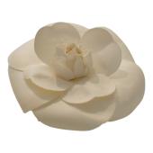 CHANEL Brooch Corsage White Camellia Flower Pin Vintage Made In France