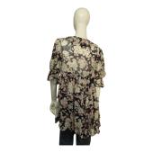 Blumarine Floral Pattern Silk Top Short Sleeves Ruffles Tunic Blouse sz 42