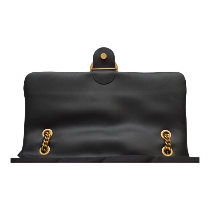 Pinko Love Extra Puff Maxi Quilt Black Nylon flap shoulder bag with chain strap