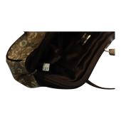 Prada Lizard & Brown Satin Top Handle Bag with Kiss Lock Closure Double Handles