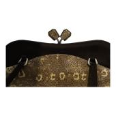 Prada Lizard & Brown Satin Top Handle Bag with Kiss Lock Closure Double Handles