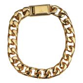 GUCCI Script logo-engraved gold-tone metal thick chain bracelet retails at 550$