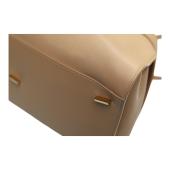 New WOT Salvatore Ferragamo Hug bag top-handle  calfskin leather bag beige stone
