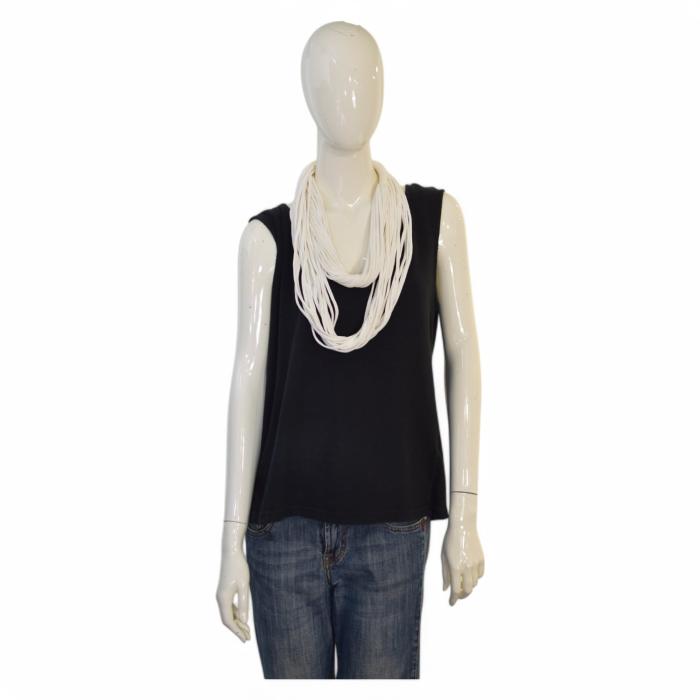 Multi Strand Layered White Fabric Impressive Summer Bohemian Necklace