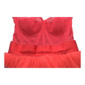 Dolce & Gabbana Red Tulle Bustier Midi Dress Red Carpet Eveneing Gown sz 40 retailed at around $5000