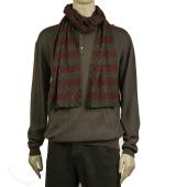 Louis Vuitton gray & burgundy wool & cashmere LV damier pattern mens long scarf