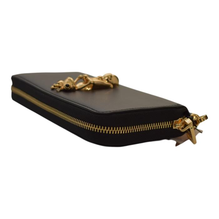 Love Moschino "FROG on bike" zip around gold logo-lettering wallet wristlet