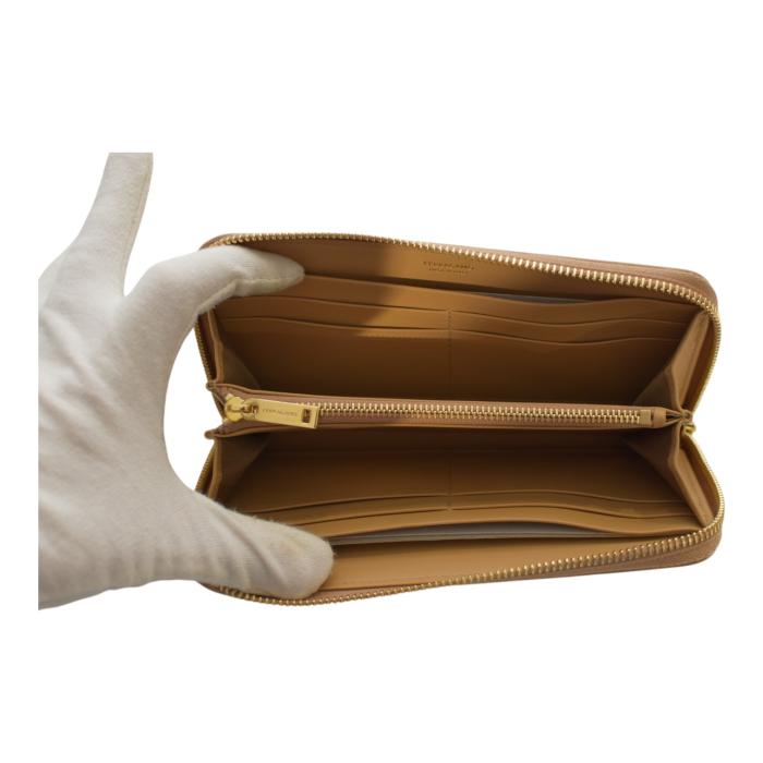 Salvatore Ferragamo Gancini leather wallet zip around gold logo-lettering NWB
