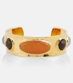 Saint Laurent Arty cabochon stone-embellished cuff gold-toned metal bracelet