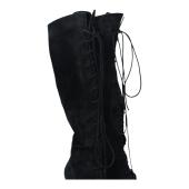 Saint Laurent Black Suede Lace up Knee High Boots Heels Shoes size 38,5