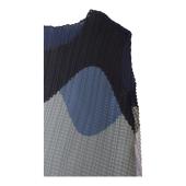Issey Miyake light pleated midi dress has asymmetrical sleeveless blue gray sz 2  