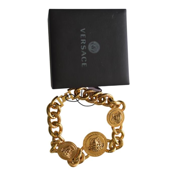 Versace Medusa gold chunky chain-link necklace 3 medallions retails at € 1.590/ $1,950