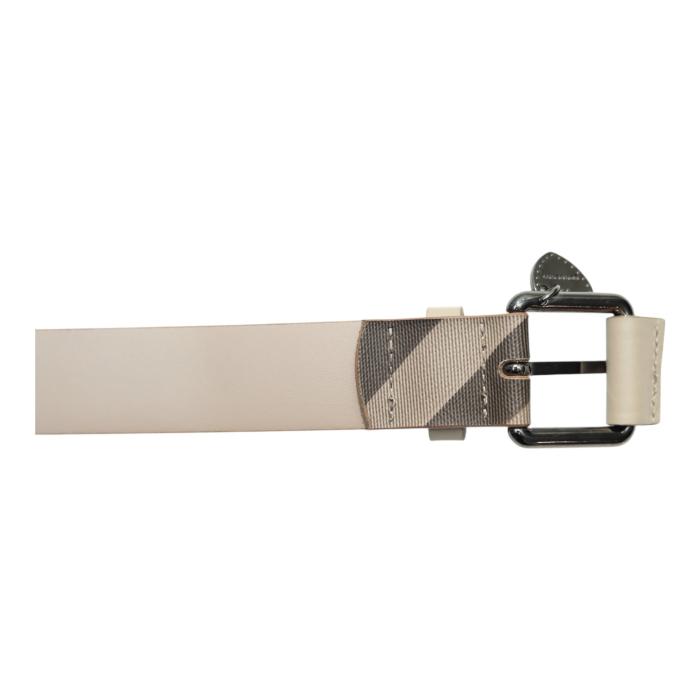 Burberry Beige Nova Check Heart Coated Canvas & Leather Buckle Belt size 40/100
