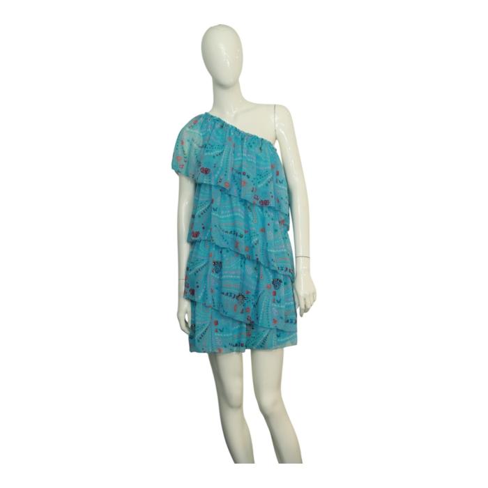 Zadig & Voltaire Risaly Butterflies Beaded Layered One Shoulder Mini dress sz XS