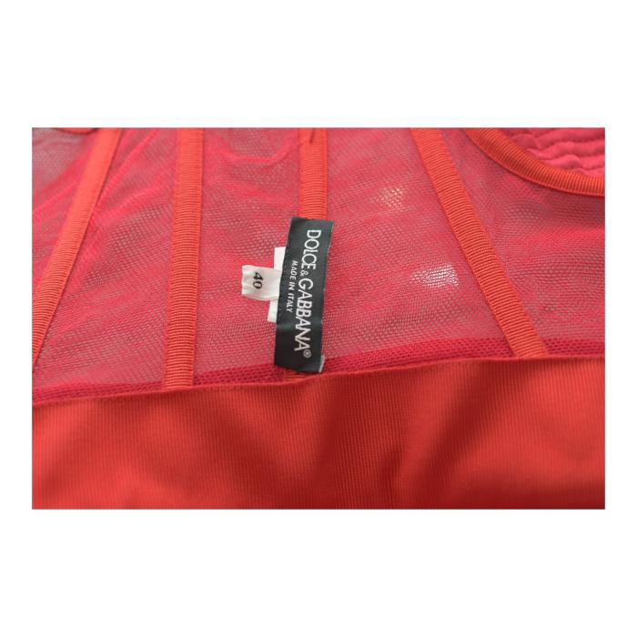 Dolce & Gabbana Red Tulle Bustier Midi Dress Red Carpet Eveneing Gown sz 40 retailed at around $5000