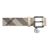 Burberry Beige Nova Check Heart Coated Canvas & Leather Buckle Belt size 40/100