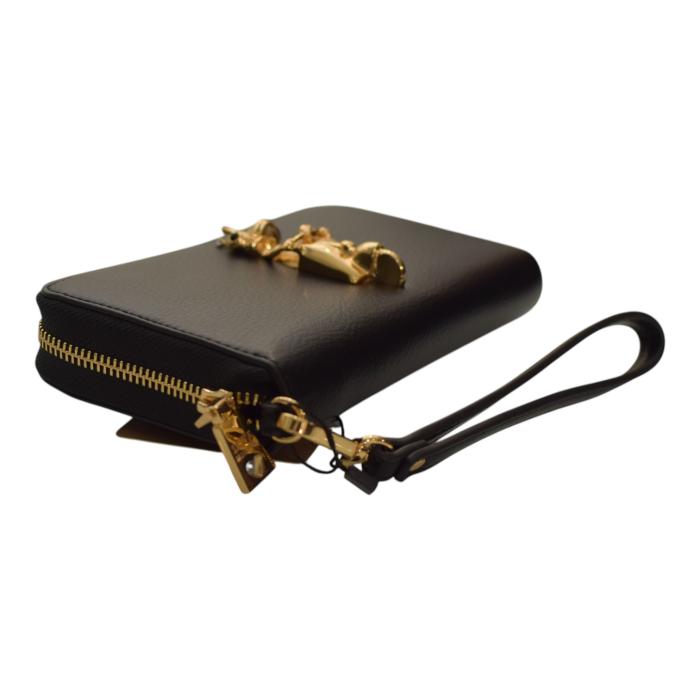 Love Moschino "FROG on bike" zip around gold logo-lettering wallet wristlet