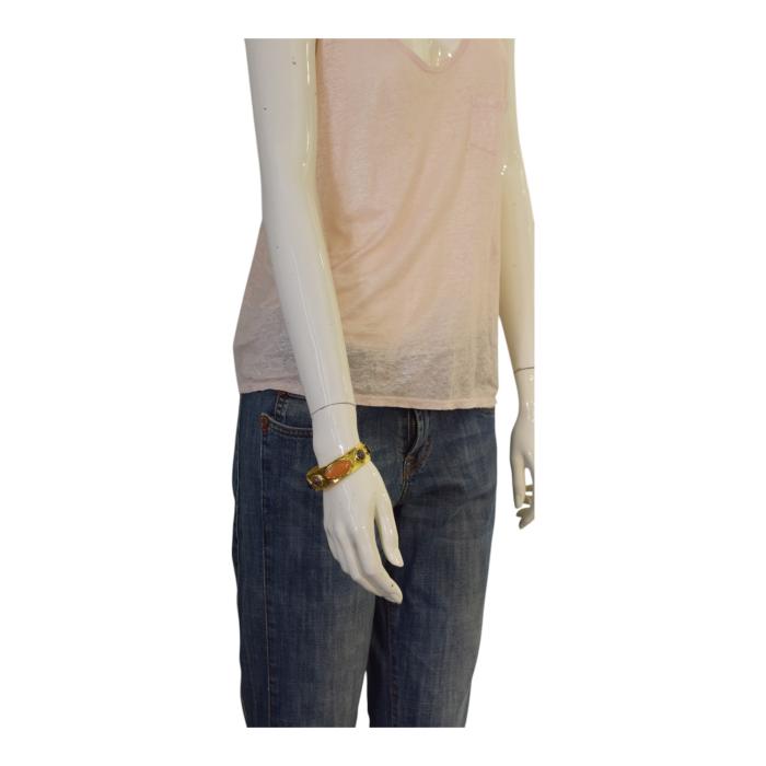 Saint Laurent Arty cabochon stone-embellished cuff gold-toned metal bracelet