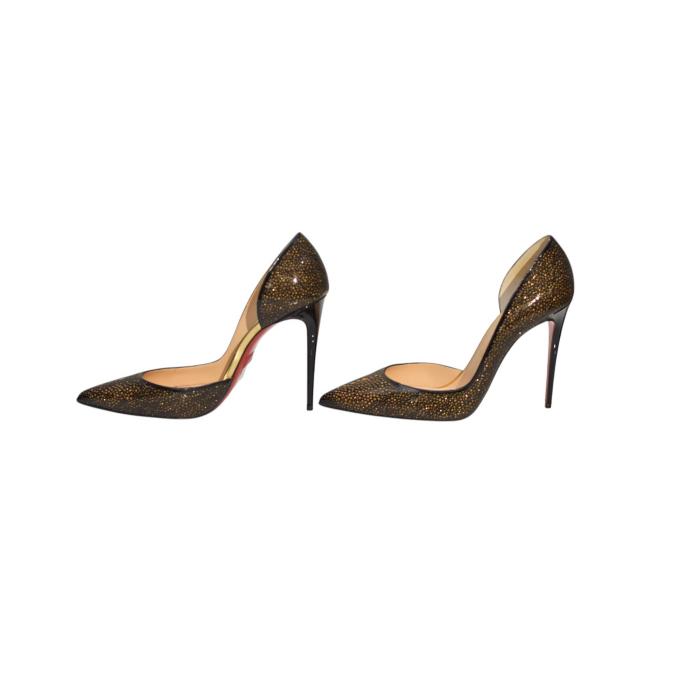 Christian Louboutin Galupump 100 Patent Leather Pumps in Black & Gold size 40