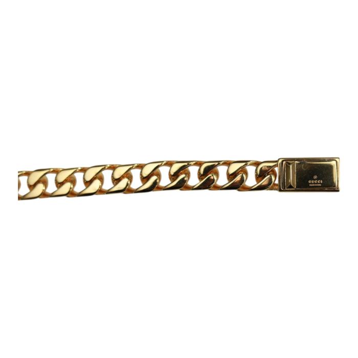 GUCCI Script logo-engraved gold-tone metal thick chain bracelet retails at 550$