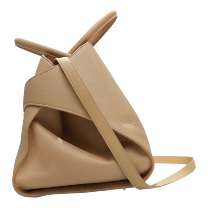 New WOT Salvatore Ferragamo Hug bag top-handle  calfskin leather bag beige stone