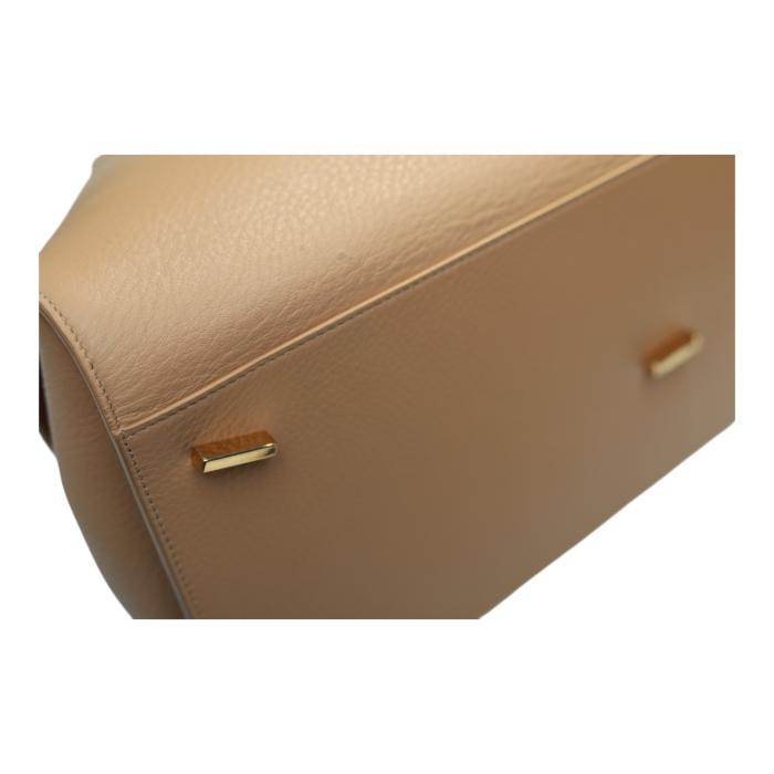 New WOT Salvatore Ferragamo Hug bag top-handle  calfskin leather bag beige stone