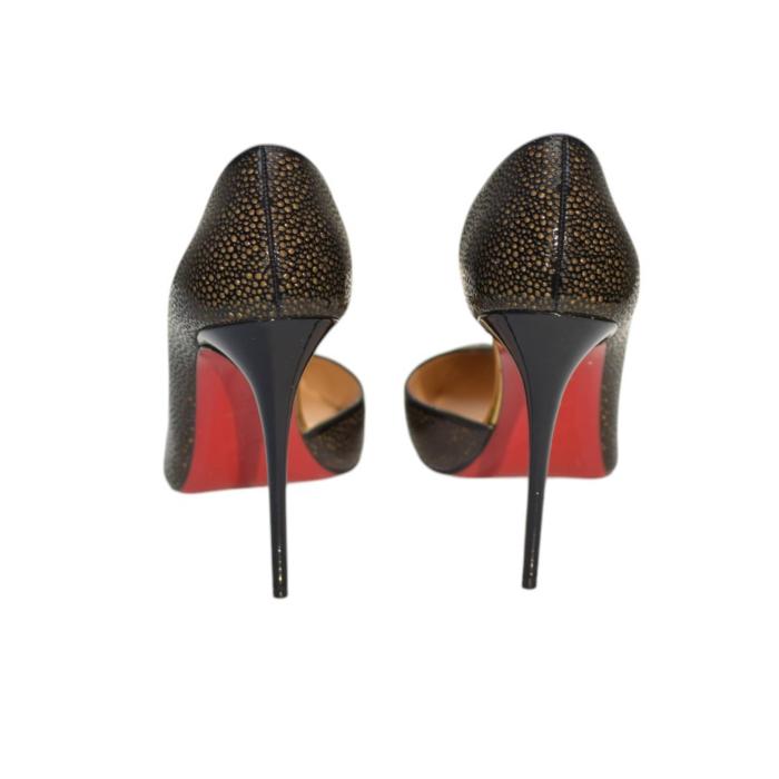 Christian Louboutin Galupump 100 Patent Leather Pumps in Black & Gold size 40