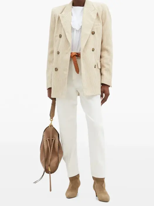 NWT Isabel Marant Étoile Daleyo Double-Breasted Corduroy Blazer Cream 36