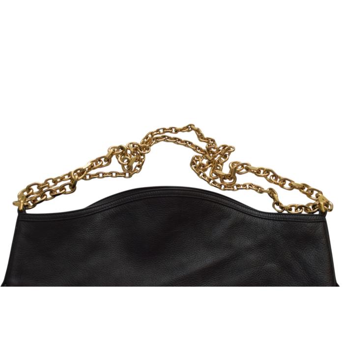 Givenchy Voyou Gold Chain Medium Black Grainy Leather Shoulder Tote Bag