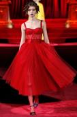 Dolce & Gabbana Red Tulle Bustier Midi Dress Red Carpet Eveneing Gown sz 40 retailed at around $5000